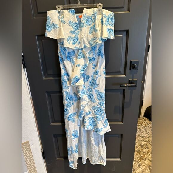 Blue flower strapless dress NWOT - Picture 1 of 10